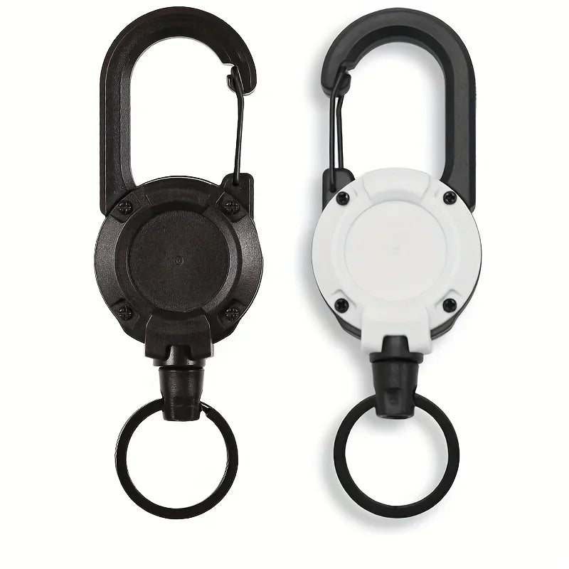 Heavy Duty Retractable Badge Reel Keychain with Carabiner Clip - Extendable Key Chain Holder for Men's Outdoor Bags (1/2/4 Pack Options)