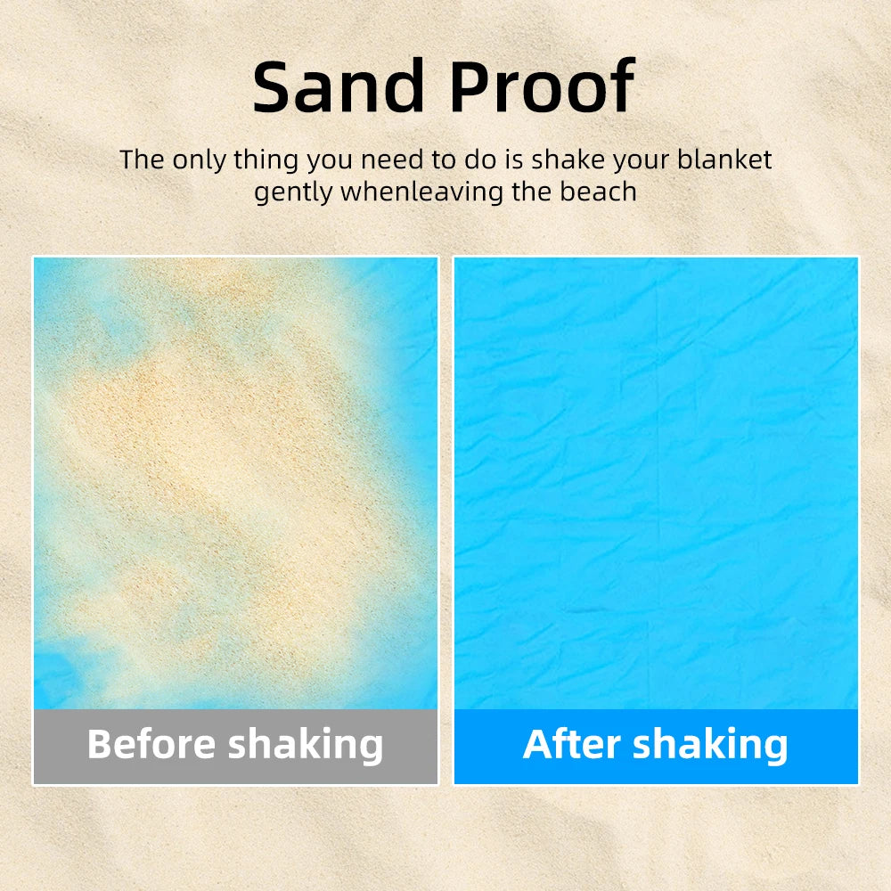 Extra Large Waterproof Outdoor Mat - Lightweight Folding Beach Blanket with Sand Free Pockets for Camping and Picnics