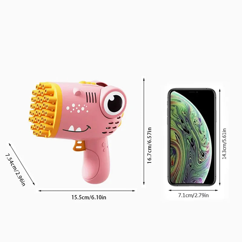 40-Hole Dinosaur Bubble Machine - Electric Bubble Gun for Outdoor Fun