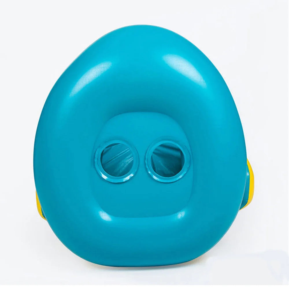 Yellow Inflatable Baby Swimming Pool Float - 1 Piece Sunshade Seat Ring with Steering Wheel