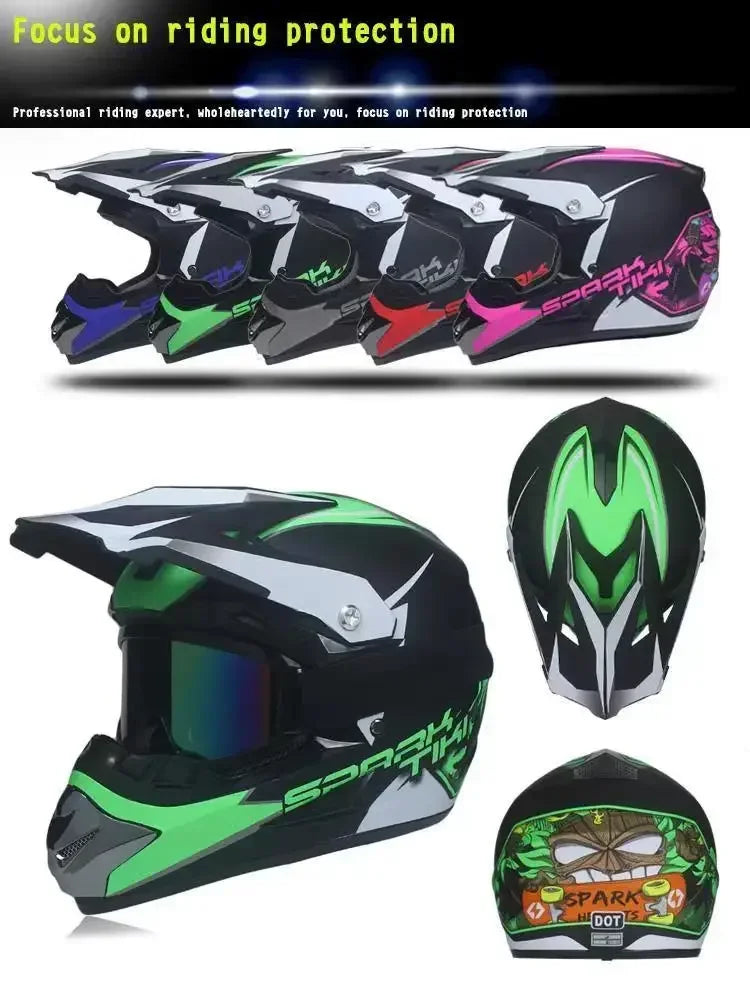 Youth Motocross Full Face Helmet - Kids Off-Road Safety Helmet with DOT Protection