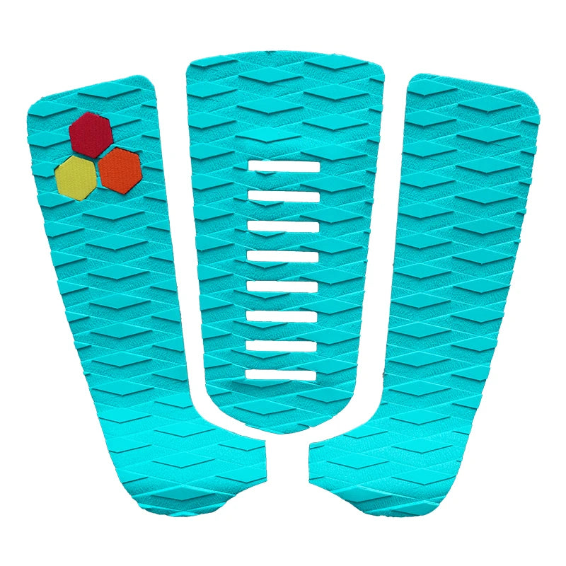 3-Piece EVA Foam Surfboard Traction Pad - Colorful Diamond Grip Deck Pad for Surf & SUP Boards - Non-Slip Trimmable Tail Pad with Strong Adhesive