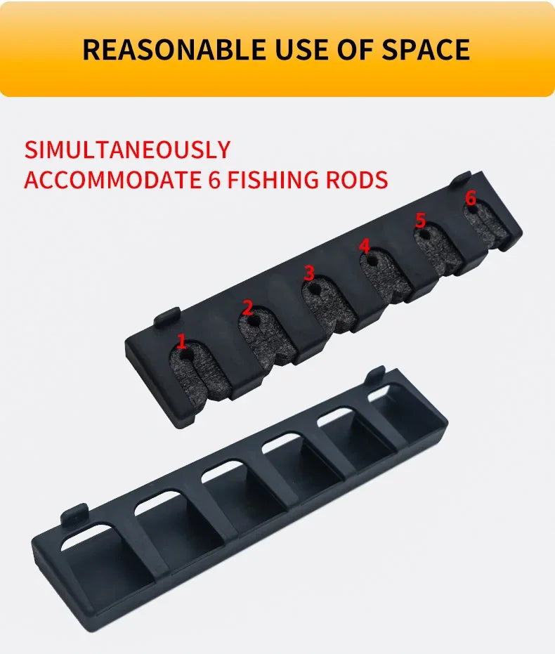 6-Hole Wall-Mounted Fishing Rod Holder - Vertical & Horizontal Display Rack