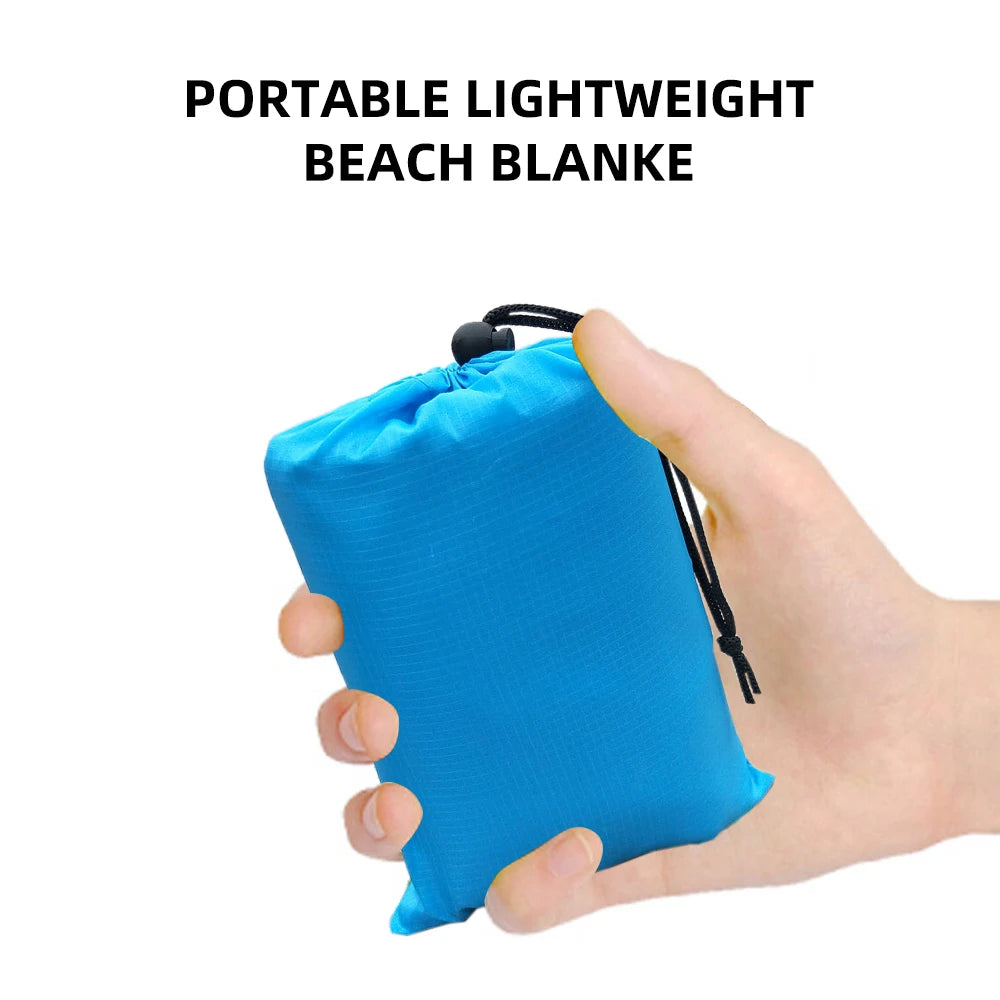 Extra Large Waterproof Outdoor Mat - Lightweight Folding Beach Blanket with Sand Free Pockets for Camping and Picnics