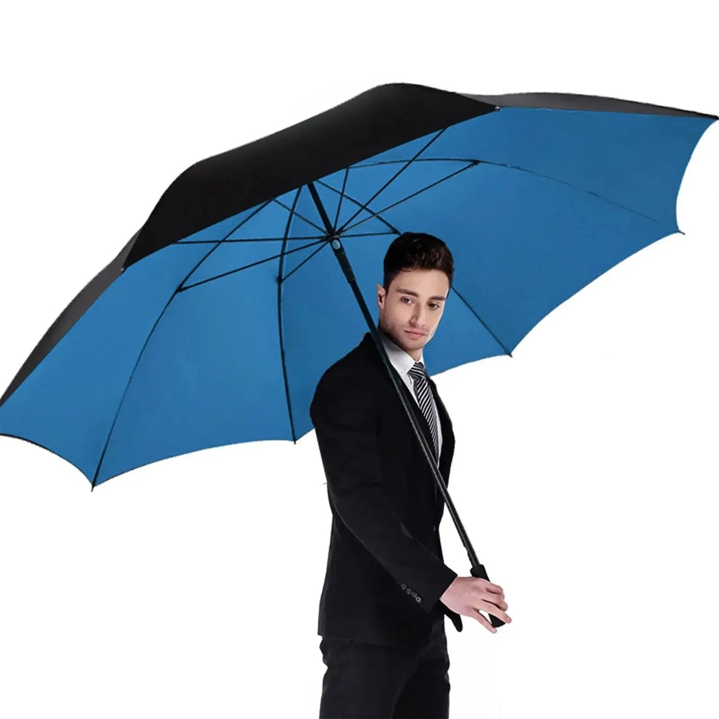 185CM Large Golf Umbrella Male Manual Long Handle Resistant UV Protection Parasol Shade Travel Beach Umbrella Windproof Strong