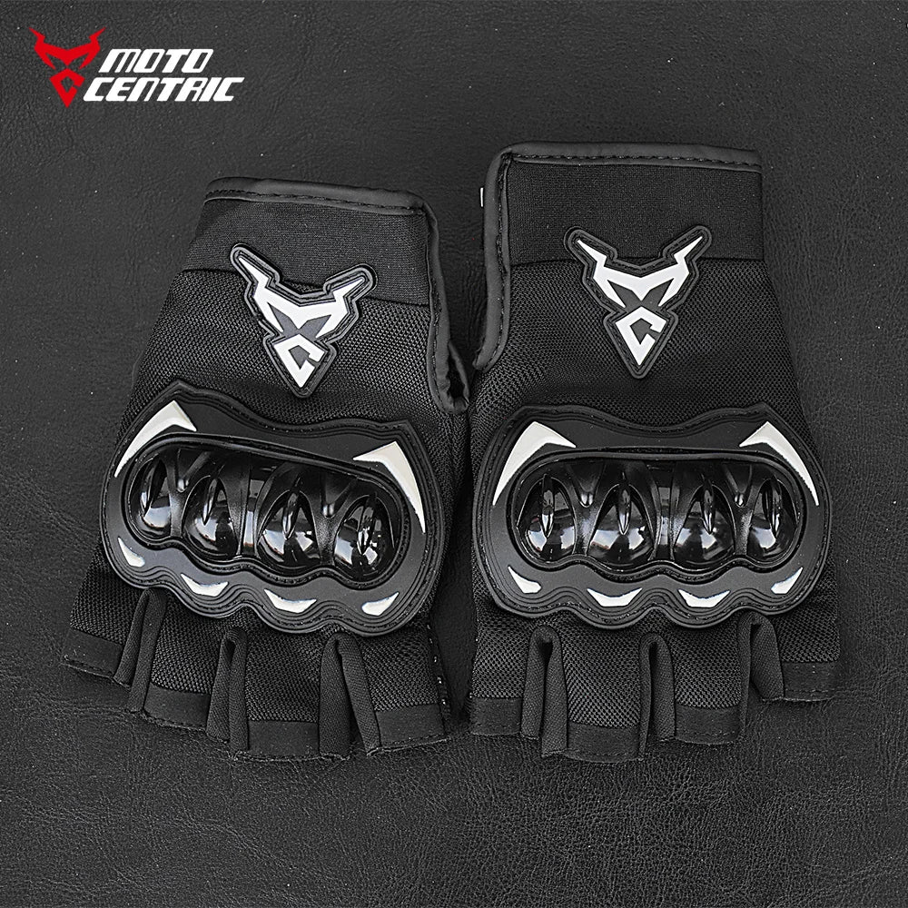 MOTOCENTRIC Half Finger Motorcycle Gloves - Breathable Summer Riding Gloves with Anti-Fall Palm Guard for ATV MTB Cycling