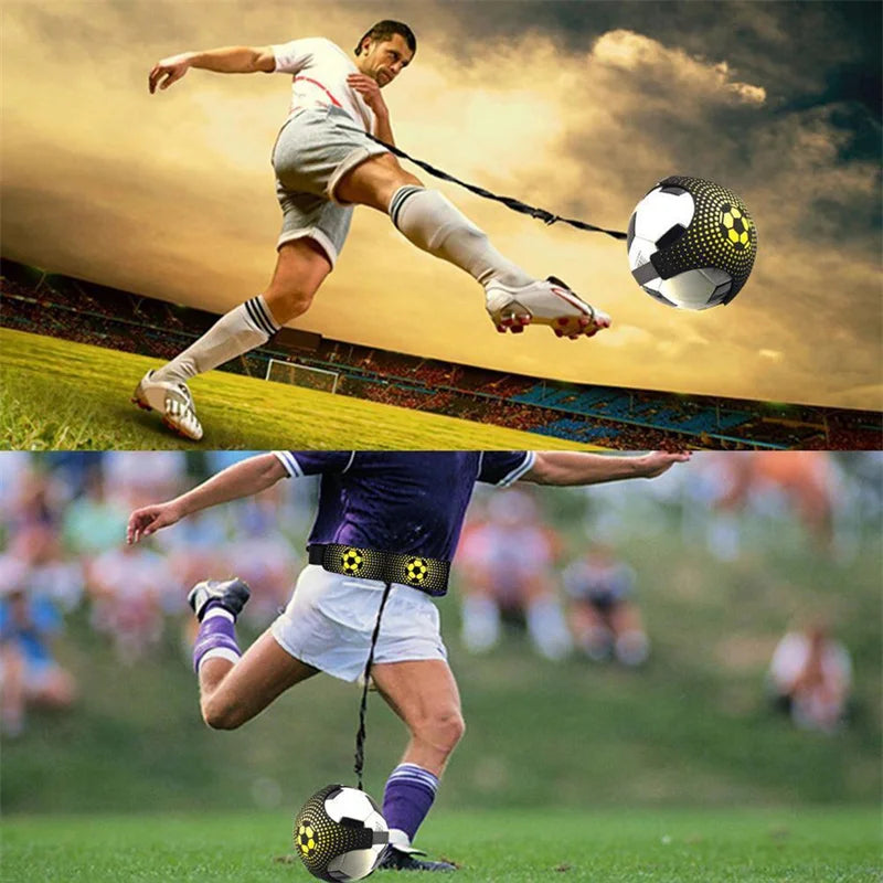 Football Training Ball with Elastic Straps - Outdoor Sports Exercise Equipment for Personal Skills Practice and Physical Training