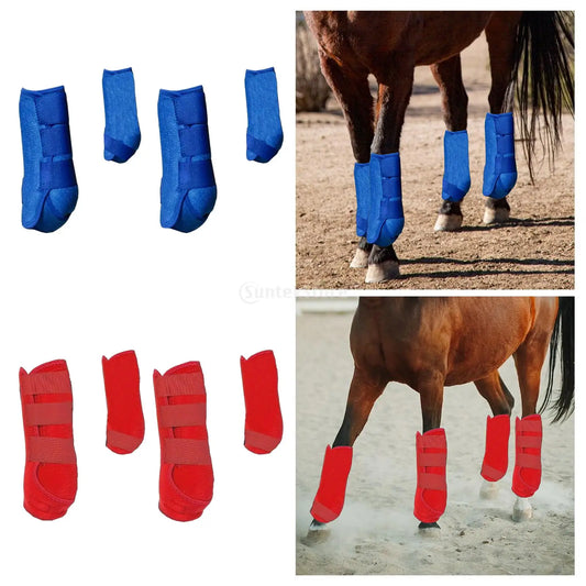 Professional Equestrian Leg Wraps - 4-Pack Adjustable Horse Boots with Support Guard for Jumping and Training