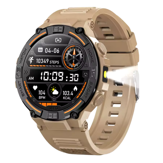 Smartwatch Military Men 360*360 HD Screen Flashlight Health Monitoring Waterproof Heart Rate BT Call Smart Watch For Android IOS