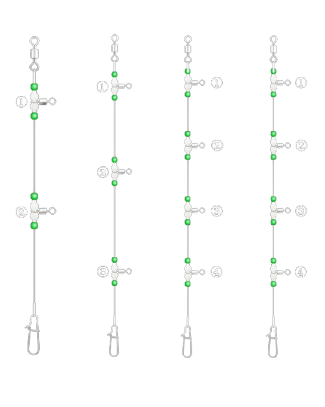 9KM Saltwater Fishing Rig Set - 3-Way Swivel Hook Connectors (2, 3, 4 Hook Options) for Fishing Line and Weight