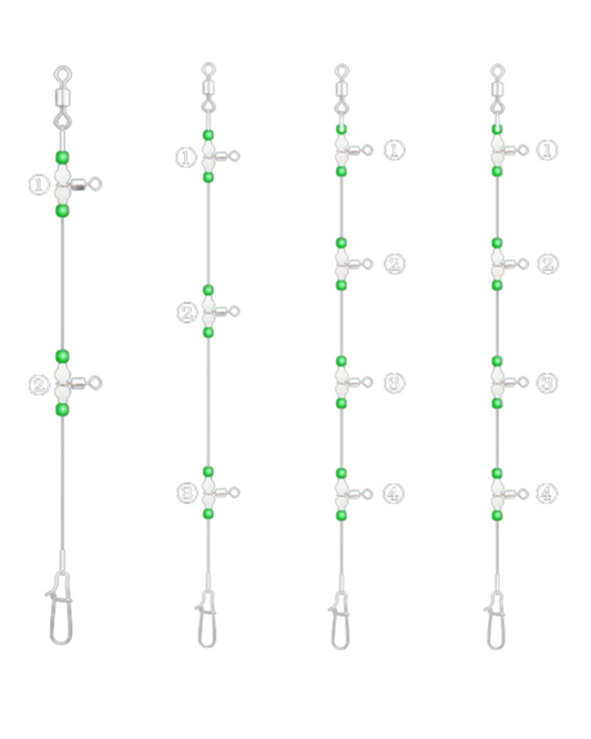 9KM Saltwater Fishing Rig Set - 3-Way Swivel Hook Connectors (2, 3, 4 Hook Options) for Fishing Line and Weight