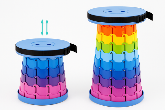 Lightweight Foldable Telescoping Stool - Premium Portable Design for Camping, Fishing & Travel