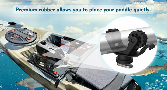 Kayak Paddle Holder Set - 2 Piece Track Mount Accessories for Standard Kayak Oars and Fishing Rails
