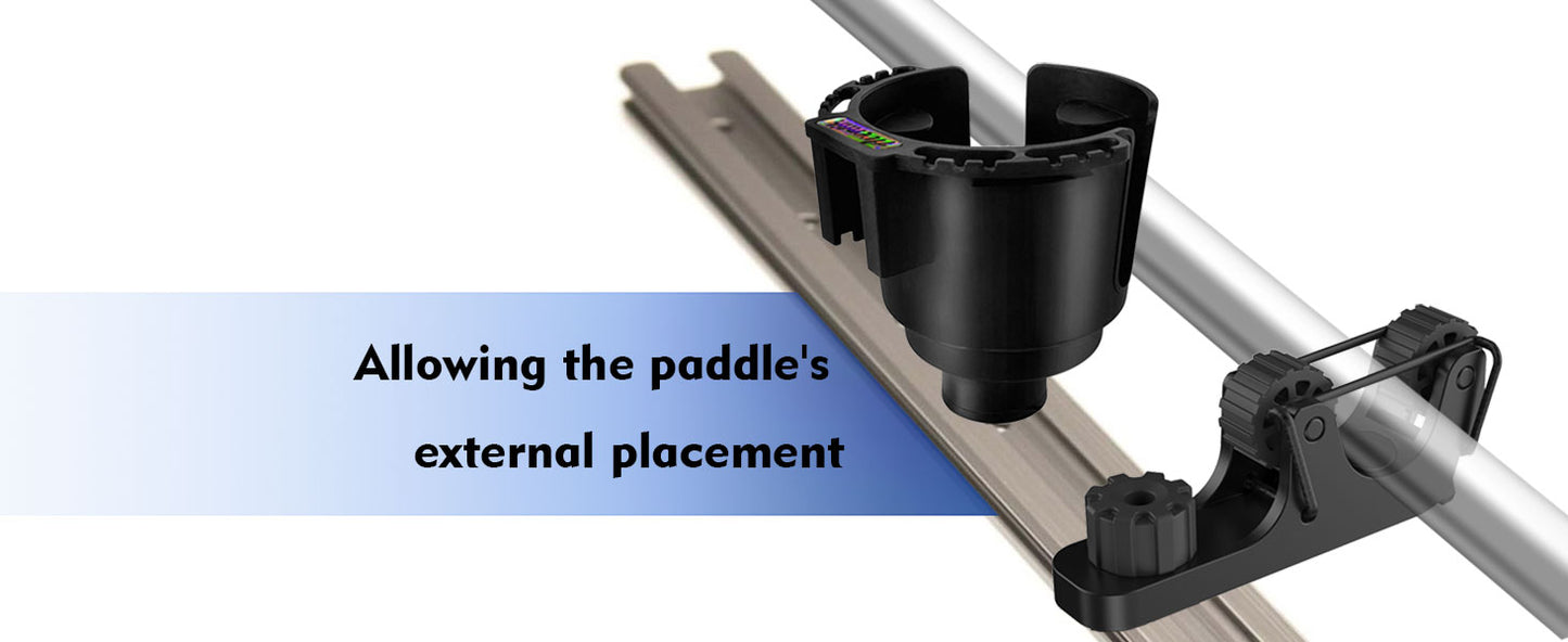 Kayak Paddle Holder Set - 2 Piece Track Mount Accessories for Standard Kayak Oars and Fishing Rails
