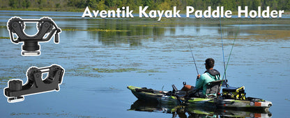 Kayak Paddle Holder Set - 2 Piece Track Mount Accessories for Standard Kayak Oars and Fishing Rails