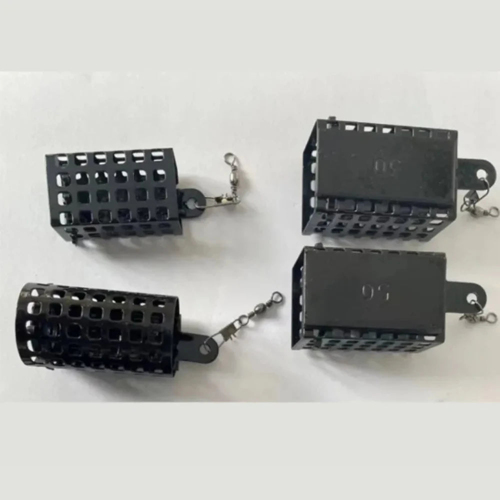 10-Pack Stainless Steel Fishing Bait Feeder Cages - Round & Square Lure Basket Tackle Set
