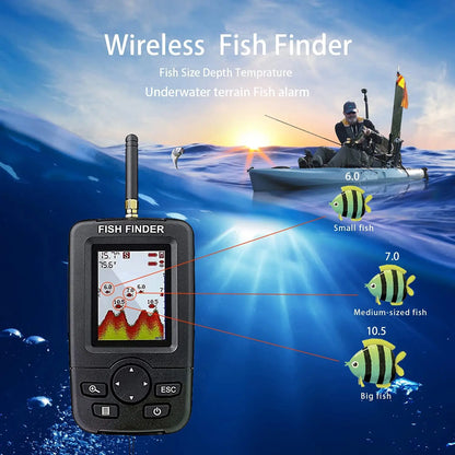 Portable Wireless Fish Finder - Sonar Echo Sounder Underwater Fishing Detector with Alert System