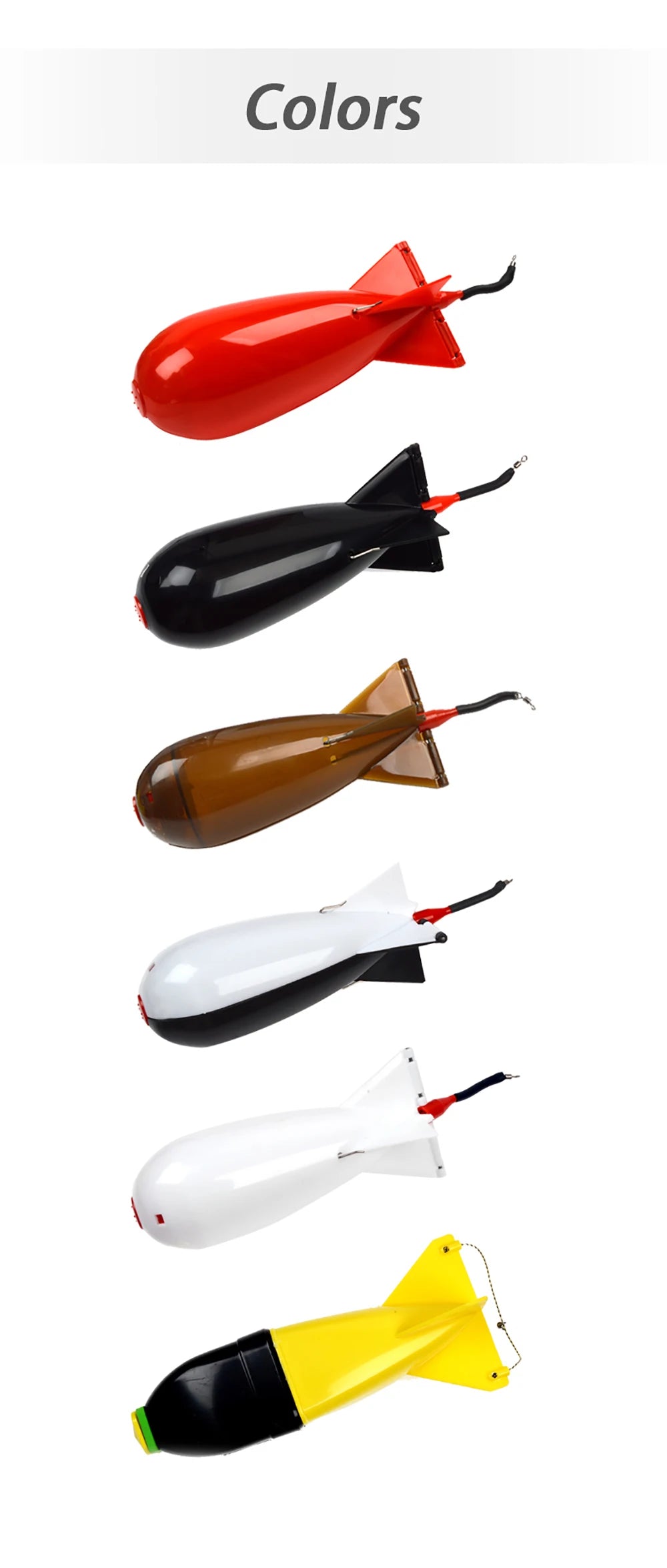 TOLU Rocket Feeder Set - Large & Small Spod Bomb Float Fishing Lure with Bait Holder - 2-Size Pellet Rocket Feeders for Precision Positioning