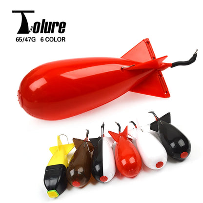 TOLU Rocket Feeder Set - Large & Small Spod Bomb Float Fishing Lure with Bait Holder - 2-Size Pellet Rocket Feeders for Precision Positioning