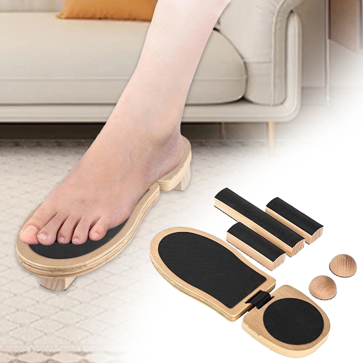 Wooden Ankle Strengthener - Non-Slip Balance Board for Foot Stretching, Stability Training, and Posture Correction