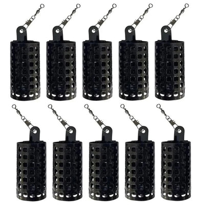 10-Pack Stainless Steel Fishing Bait Feeder Cages - Round & Square Lure Basket Tackle Set