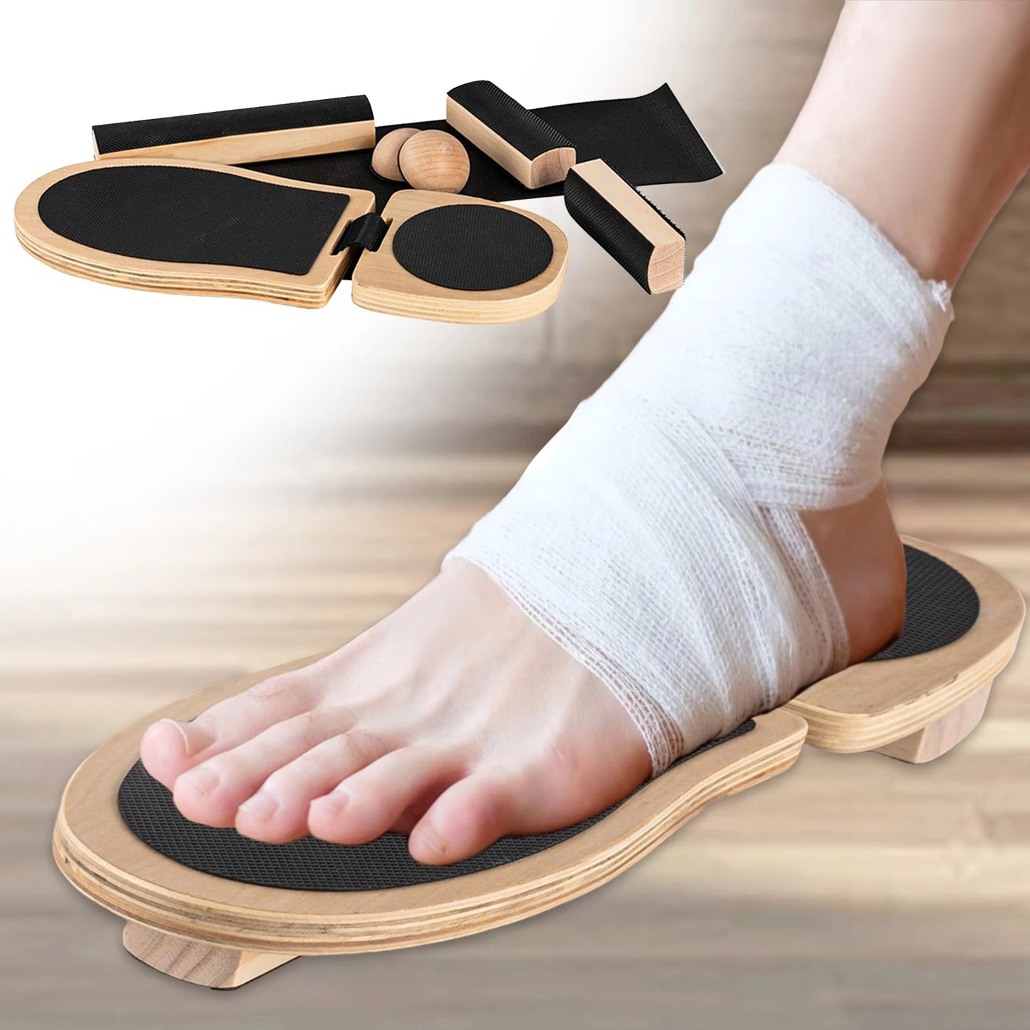 Wooden Ankle Strengthener - Non-Slip Balance Board for Foot Stretching, Stability Training, and Posture Correction