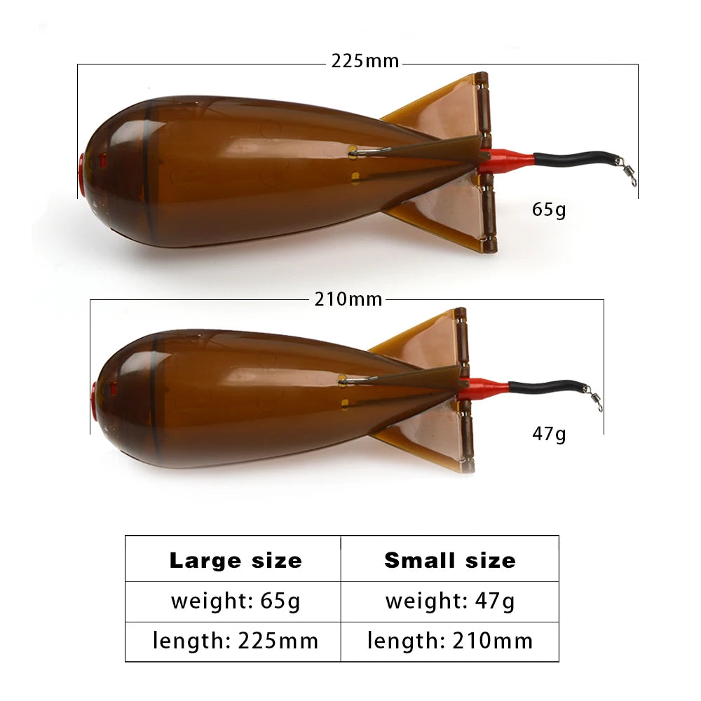 TOLU Rocket Feeder Set - Large & Small Spod Bomb Float Fishing Lure with Bait Holder - 2-Size Pellet Rocket Feeders for Precision Positioning