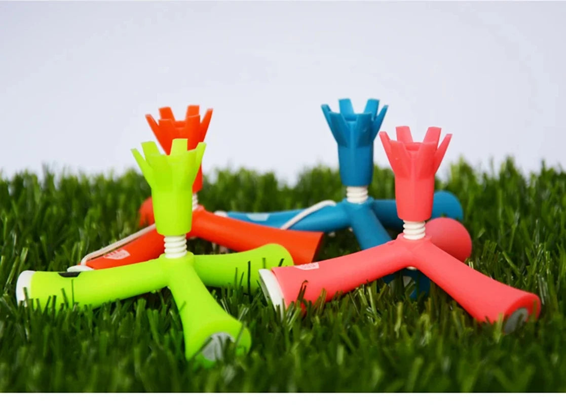 Adjustable Tripod Golf Tee Set (4-Pack) - Height-Adjustable Plastic Holder for Practice & Training