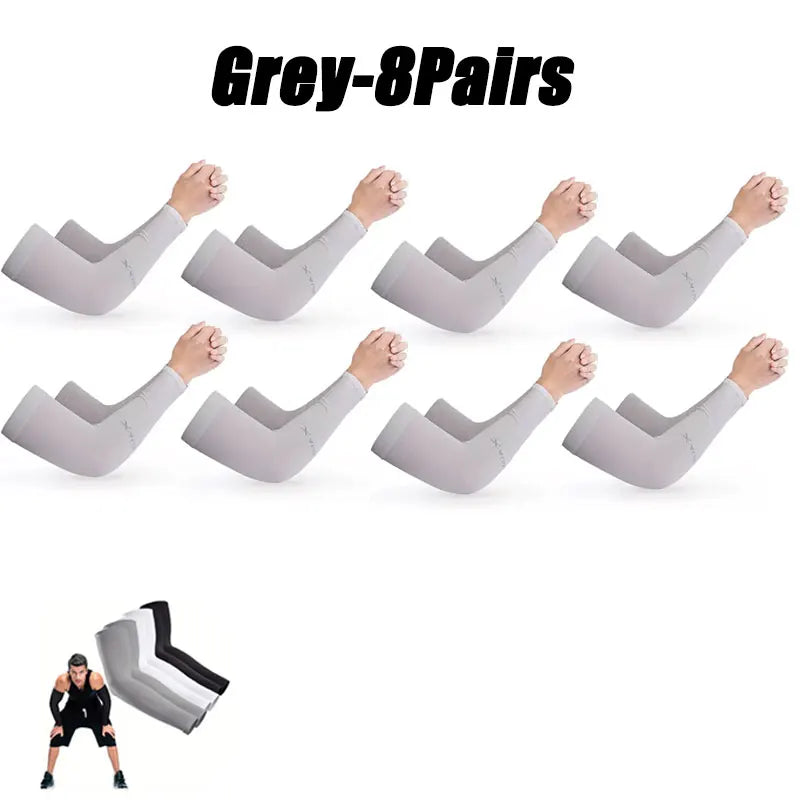 10 Pairs Summer Cycling Ice Silk Arm Sleeves - UV Protection Cooling Arm Covers for Running & Outdoor Sports - Fingerless Unisex