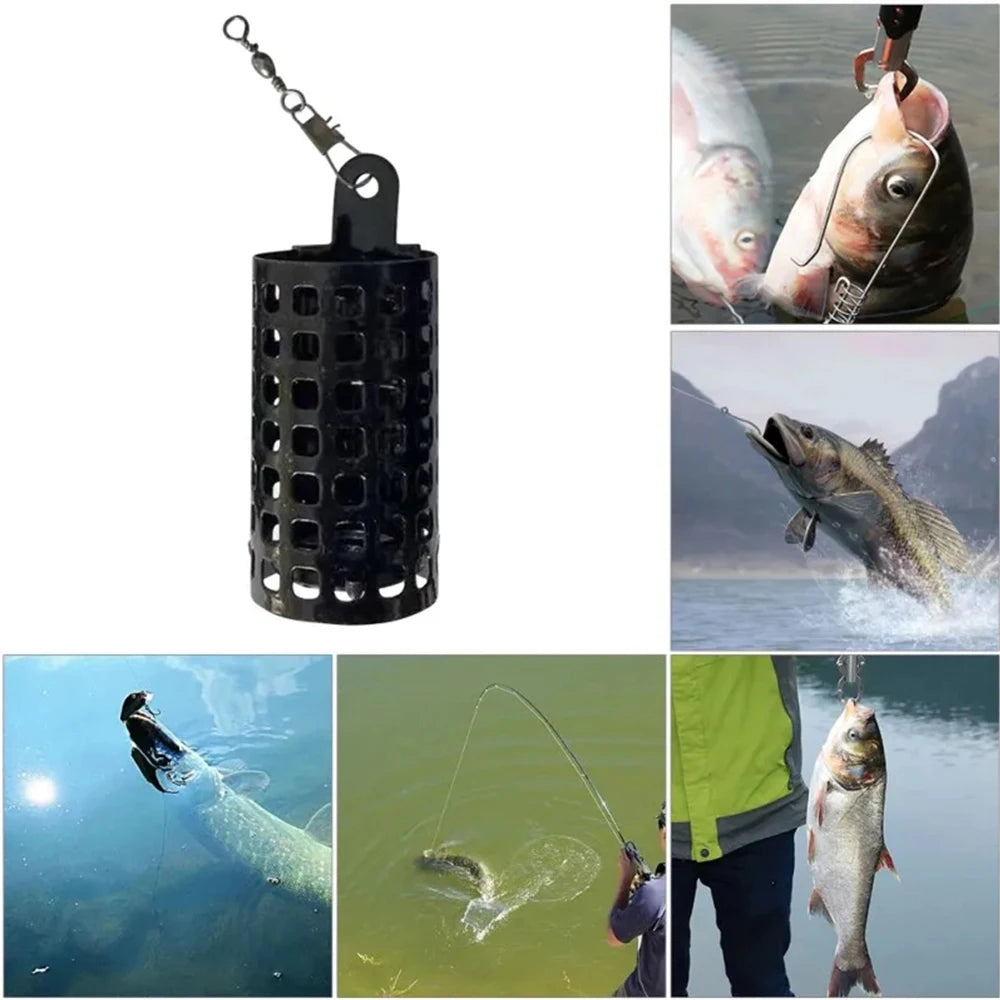 10-Pack Stainless Steel Fishing Bait Feeder Cages - Round & Square Lure Basket Tackle Set