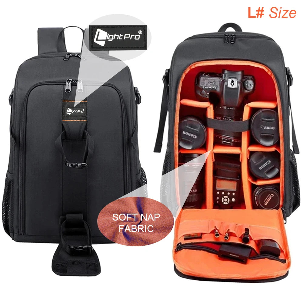 Large Capacity Camera Backpack - Waterproof DSLR Bag with Tripod Holder & Rain Cover