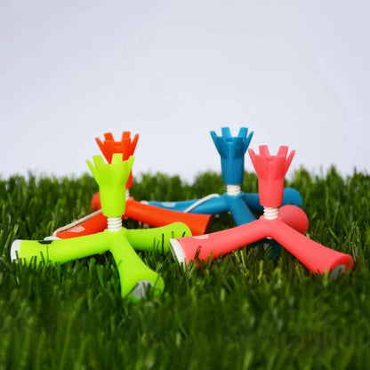 Adjustable Tripod Golf Tee Set (4-Pack) - Height-Adjustable Plastic Holder for Practice & Training