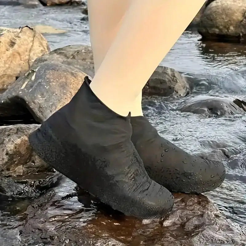Latex Waterproof Shoe Covers - Anti-Slip Wear-Resistant Reusable Boot Protectors for Hiking & Mountaineering