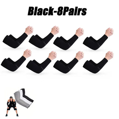 10 Pairs Summer Cycling Ice Silk Arm Sleeves - UV Protection Cooling Arm Covers for Running & Outdoor Sports - Fingerless Unisex