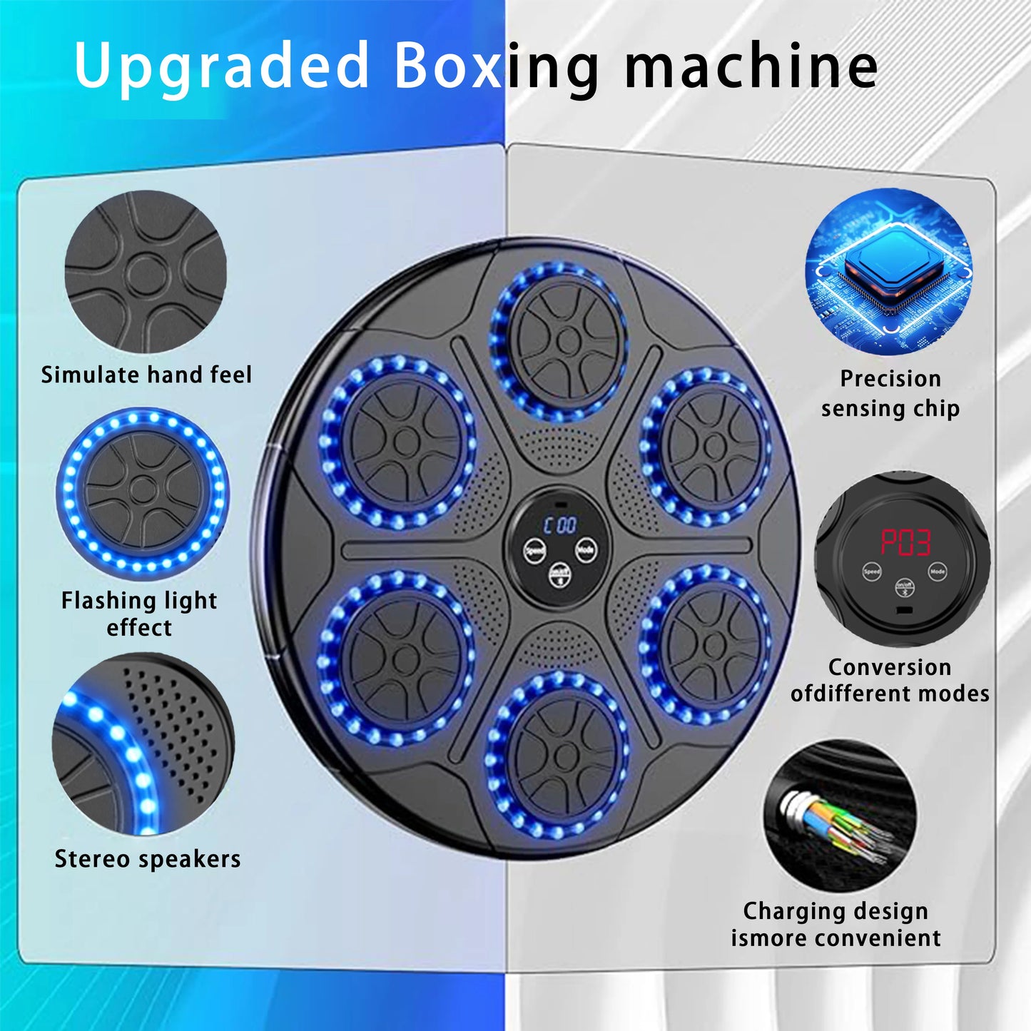 Smart Bluetooth Music Boxing Trainer - Wall-Mounted Electronic Punching Target for Home & Gym