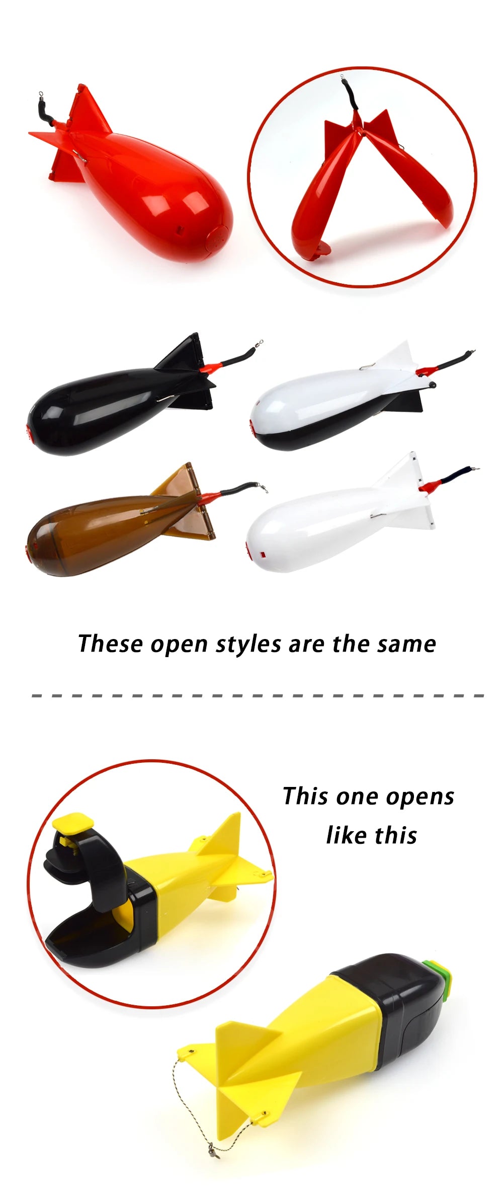 TOLU Rocket Feeder Set - Large & Small Spod Bomb Float Fishing Lure with Bait Holder - 2-Size Pellet Rocket Feeders for Precision Positioning