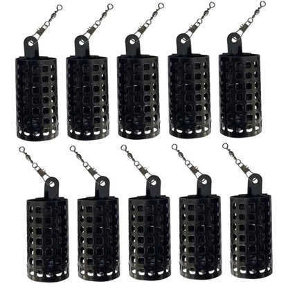 10-Pack Stainless Steel Fishing Bait Feeder Cages - Round & Square Lure Basket Tackle Set