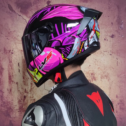 Full Face Racing Motorcycle Helmet - Winter Warm Double Visor Motorbike Sports Helmet LVS-701