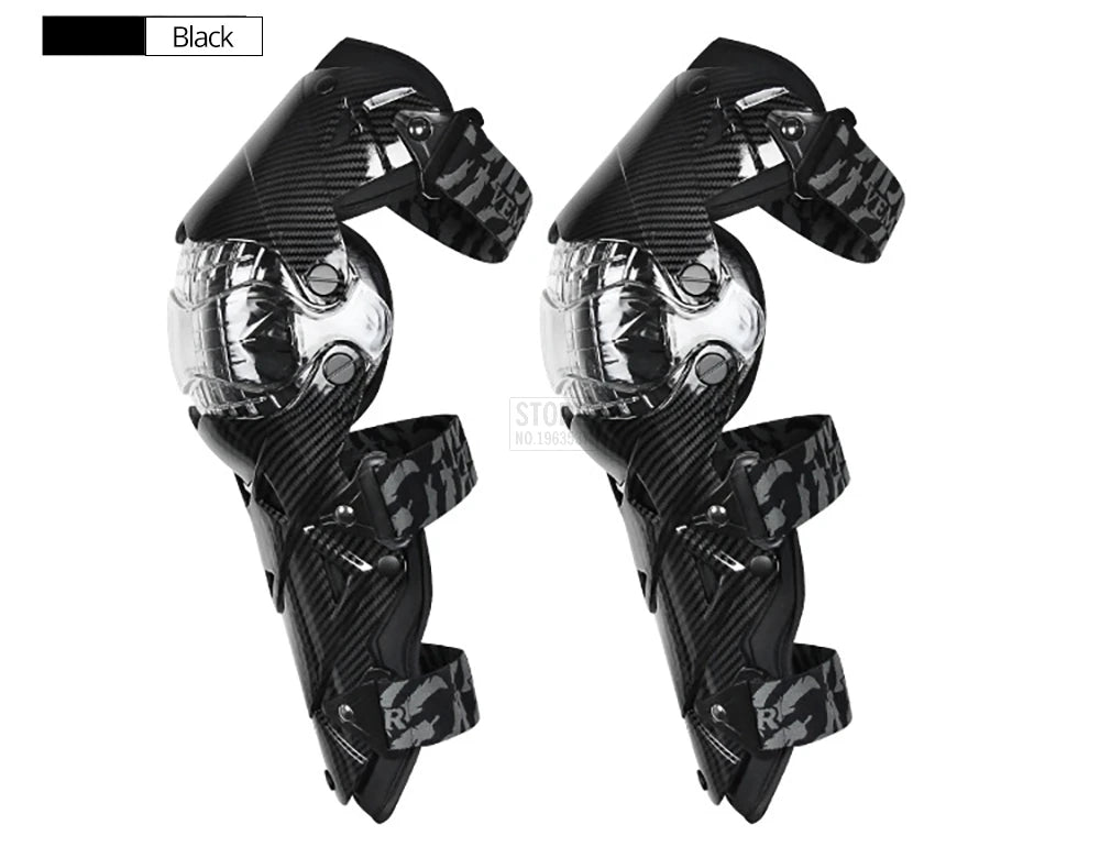 Red Motorcycle Knee Pads - Motocross Safety Protection Guards