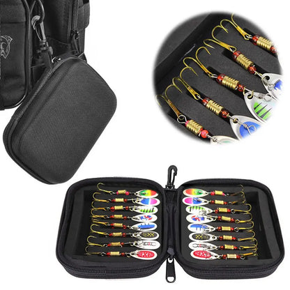 Premium Metal Spoon Spinner Fishing Lures - 16-Piece Complete Set with Spoonbaits, Crankbaits & Wobblers for Pike Fishing - Artificial Bait Kit