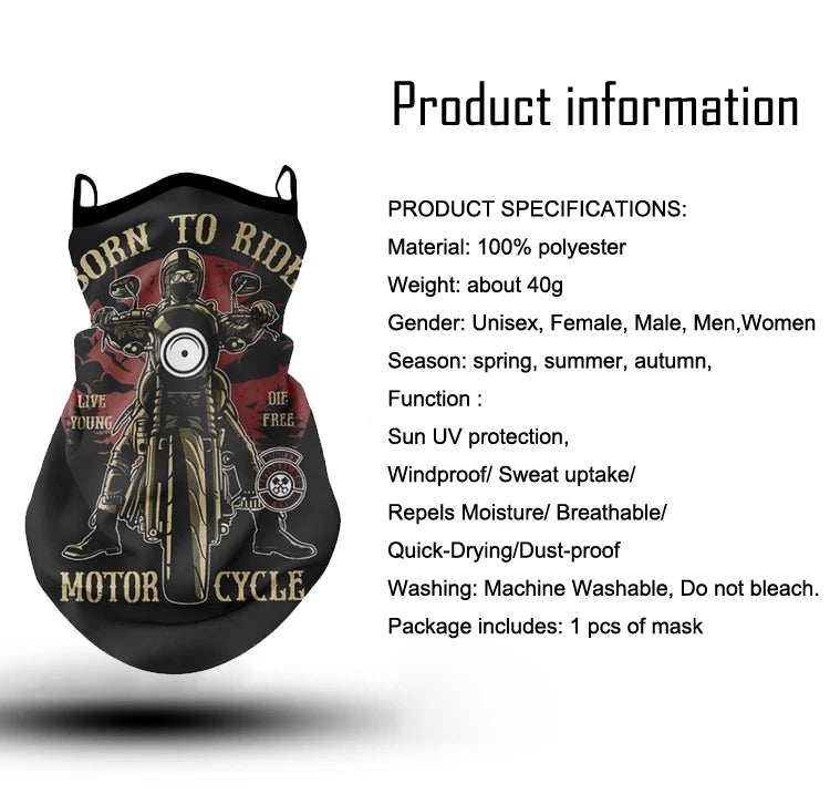 Motorcycle Face Shield - Anti-UV Cycling Headwrap with Neck Cover for Summer Outdoor Sports