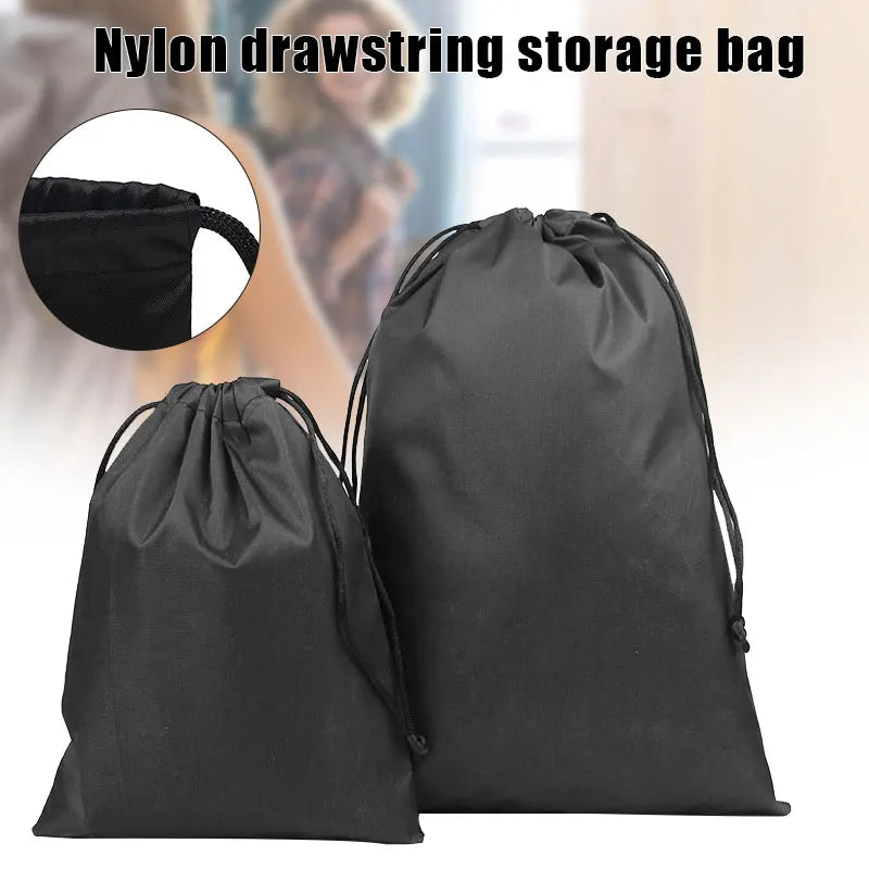 Waterproof Nylon Drawstring Storage Bag - Multi-Purpose Travel & Sports Organizer Pouch
