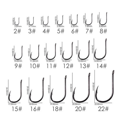 Japan Circle Eye Carp Fishing Hooks - Single Jig Hook Tackle (Size 2-22) - 50pcs/20pcs per Box