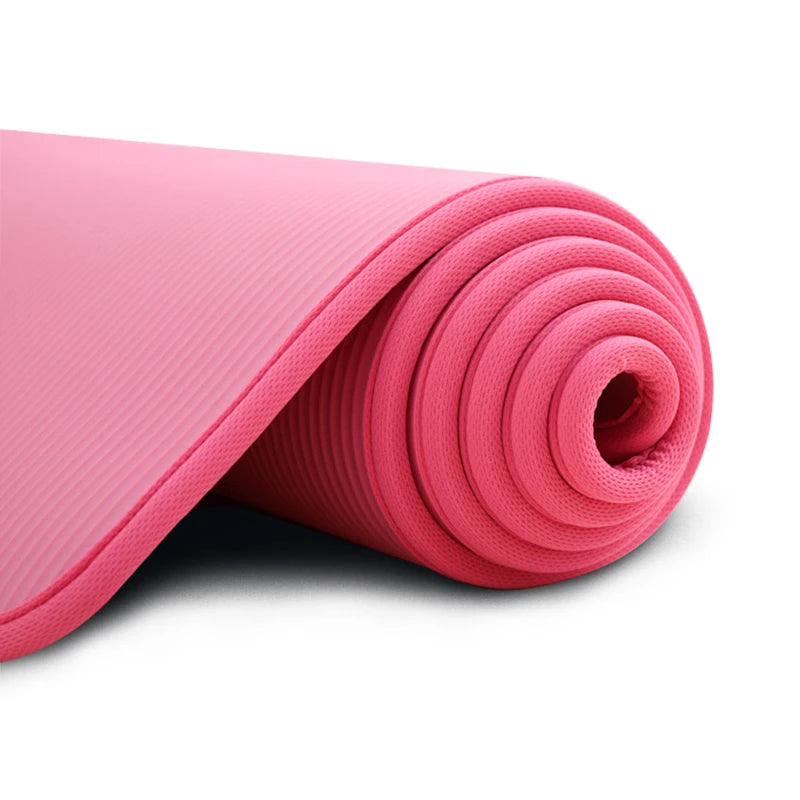Extra Thick 10MM NBR Yoga Mat - 183cm x 61cm Non-Slip Exercise Mat for Pilates & Gym Workouts with Carrying Strap