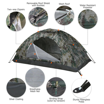 Ultralight 1/2 Person Camping Tent - Portable Hiking Tent with Anti-UV Coating for Outdoor Adventures