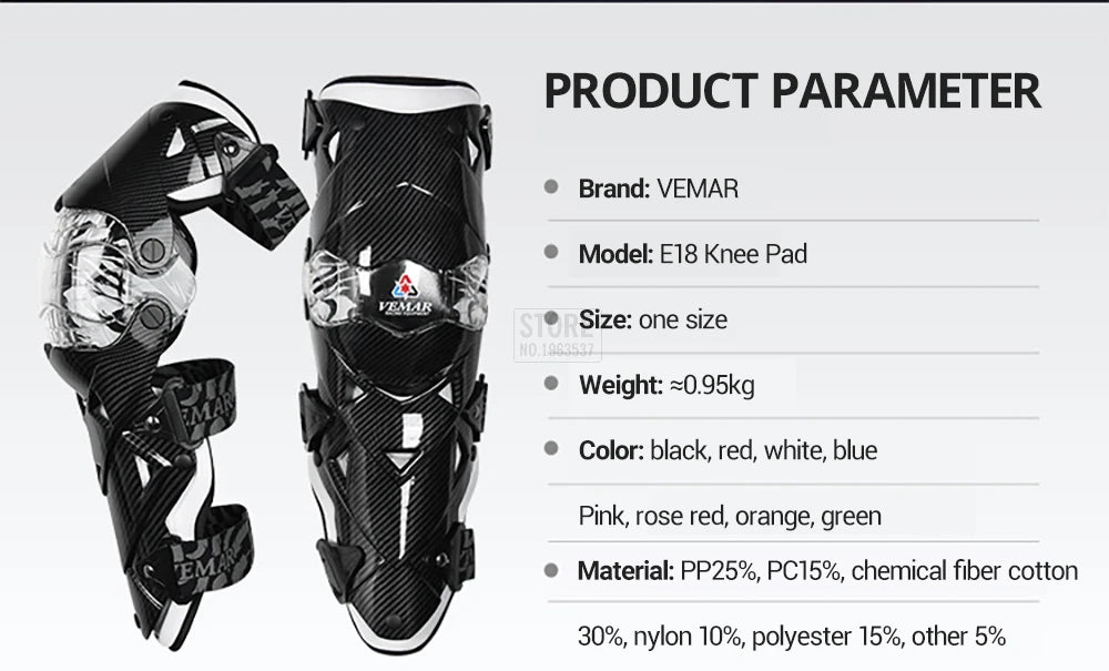 Red Motorcycle Knee Pads - Motocross Safety Protection Guards