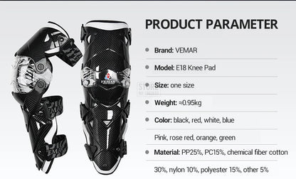 Red Motorcycle Knee Pads - Motocross Safety Protection Guards