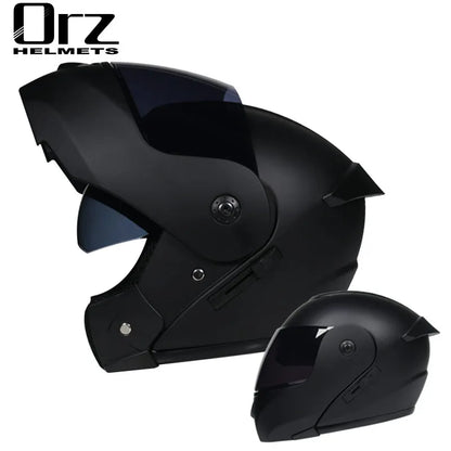 DOT Approved Modular Flip-Up Motorcycle Helmet - Voyage Racing Dual Lens with Interior Visor - ORZ-161