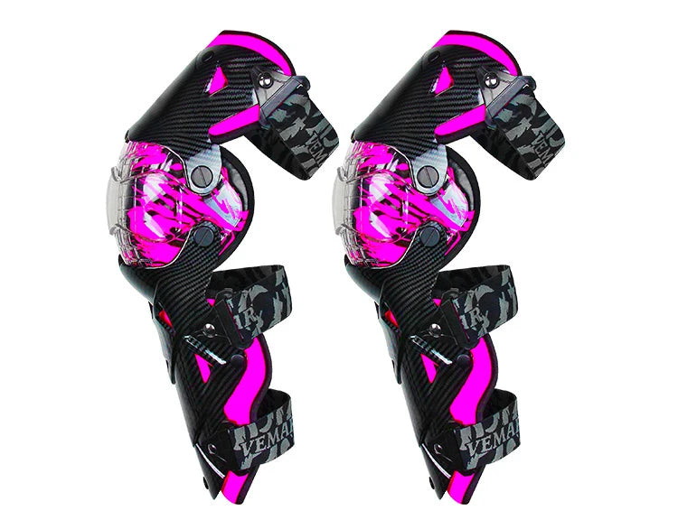 Red Motorcycle Knee Pads - Motocross Safety Protection Guards