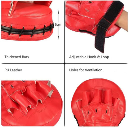 Curved PU Training Pads (1-2 Pack) – Focus Punching Mitts for Boxing, Taekwondo, Muay Thai & Karate (Adults & Kids)
